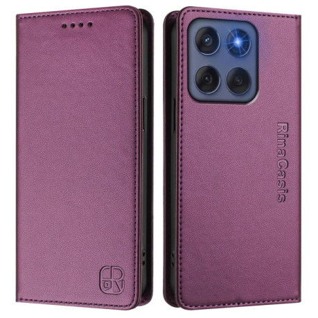 Чехол-книжка RC01 Dual-Folded Magnetic Suction RFID Leather на Motorola Edge 5G 2025 / Edge 60 Fusion - фиолетовый