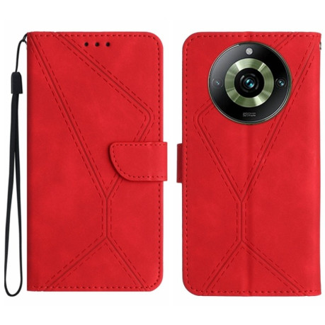Чохол-книжка Stitching Embossed Leather для Realme 11 Pro 5G/11 Pro+ 5G - червоний