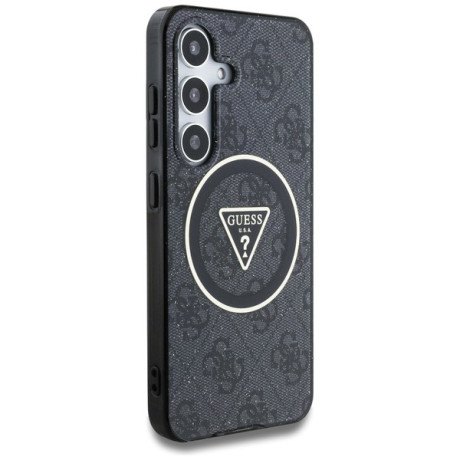 Оригинальный чехол Guess 4G Glitter Triangle Buttons MagSafe для Samsung Galaxy S25 - black