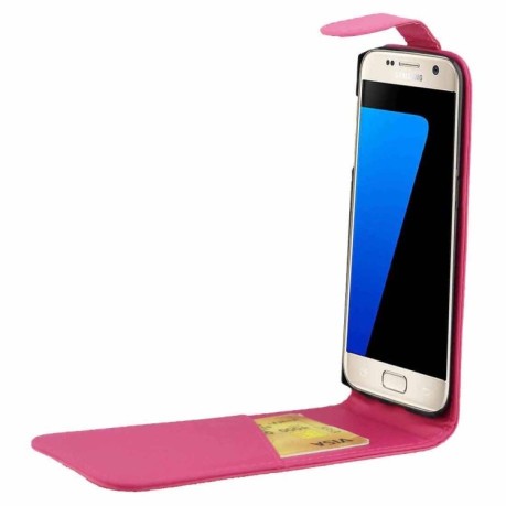 Фліп-чохол R64 Texture Single на Galaxy S7/G930 - пурпурно-червоний