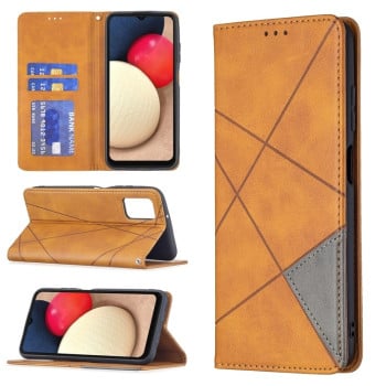 Чехол-книжка Rhombus Texture на Samsung Galaxy A03s - желтый