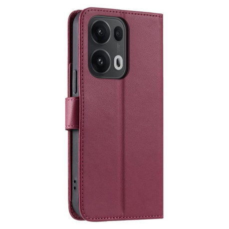 Чехол-книжка Ring Buckle Rhombic Leather для OPPO Reno13 Pro 5G - красный
