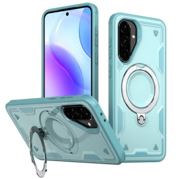 Противоударный чехол MagSafe Holder Armor PC Hybrid для Samsung Galaxy A56 5G - голубой