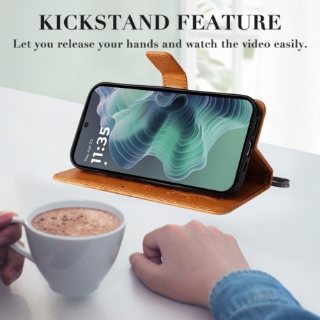 Чехол-книжка Embossed Butterfly для Motorola Moto G35 - желтый