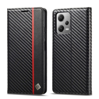 Чехол-книга LC.IMEEKE Carbon Fiber для Xiaomi Poco X5 Pro/Redmi Note 12 Pro 5G - Vertical Black
