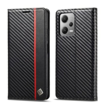 Чохол-книга LC.IMEEKE Carbon Fiber для Xiaomi Poco X5/Redmi Note 12 5G - Vertical Black