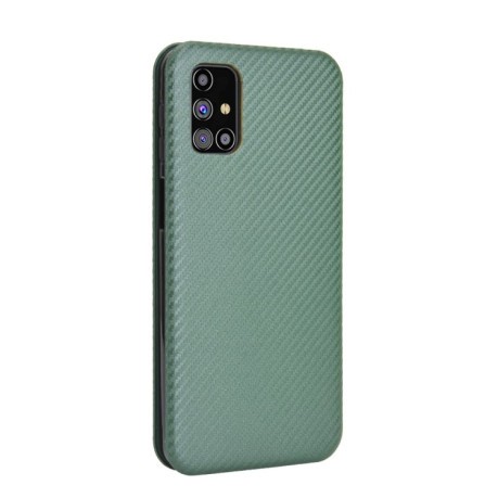 Чехол-книжка Carbon Fiber Texture на Samsung Galaxy M31s - зеленый