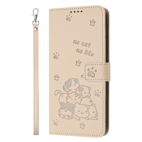 Чохол-книжка Diamond Embossed Skin Feel для Xiaomi 14T Pro 5G - бежевий