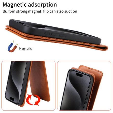 Чехол Magnetic Vertical Flip Leather для Infinix Hot 50 Pro 4G - коричневый