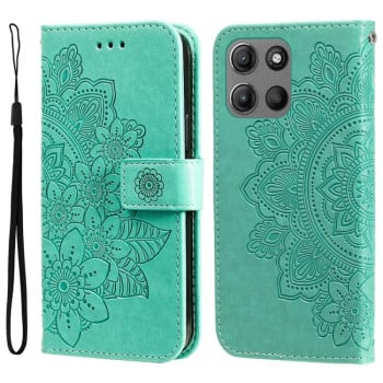 Чохол-книжка 7-petal Flowers Embossing для Motorola Moto G15/G15 Power - зелений