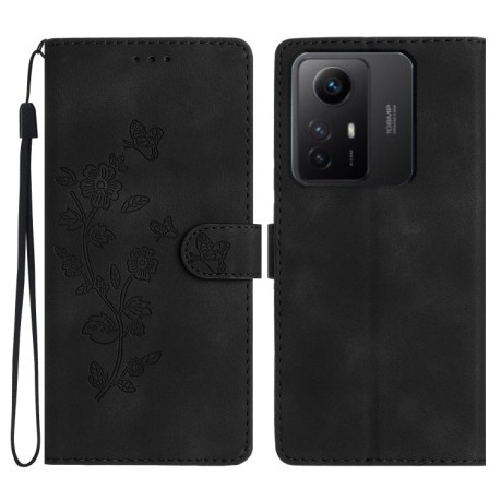 Чехол-книжка Flower Butterfly Embossing для Xiaomi Redmi Note 12S - черный