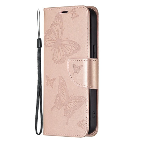 Чехол-книжка Butterflies Pattern на iPhone 13 mini - розовое золото