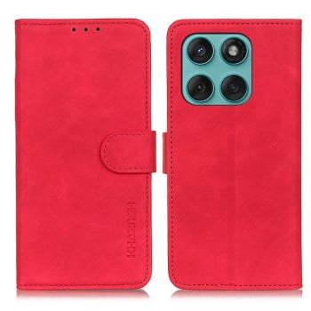 Чехол-книжка KHAZNEH с матовой фактурой Cowhide и магнитным хлястиком на Motorola Edge 60 Fusion / 60 Pro - красный