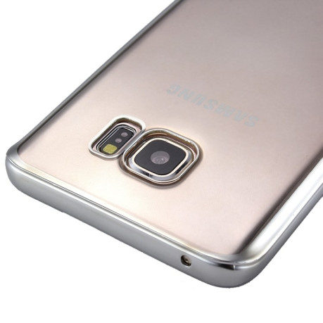 Ультратонкий силиконовый чехол Electroplating Soft на Galaxy S6 Edge Plus - серебристый