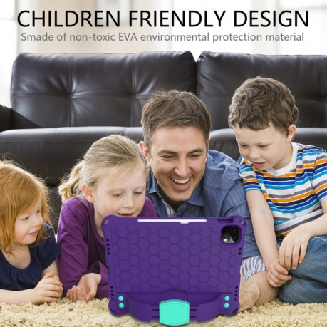 Противоударный чехол Honeycomb Design на iPad 10.9 2022 - фиолетово-зеленый