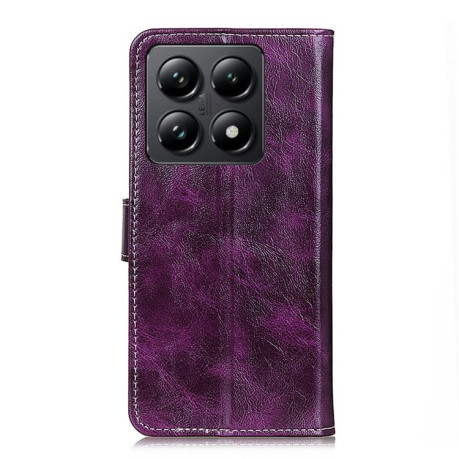 Чехол-книжка Magnetic Retro Crazy Horse Texture на Xiaomi 14T - фиолетовый