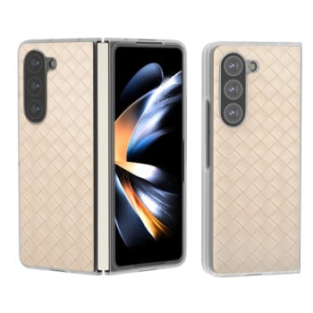 Противоударный чехол Woven Texture Frosted Translucent Frame для Samsung Galaxy  Fold 6 5G - бежевый