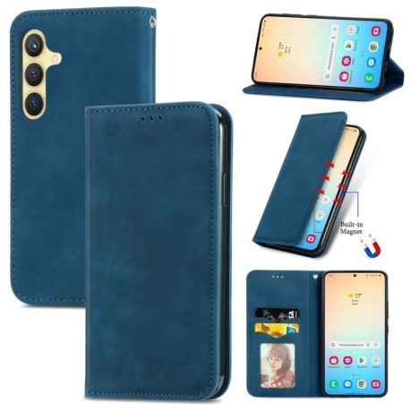 Чехол-книжка Retro Skin Feel Business Magnetic для Samsung Galaxy S25+ 5G - синий