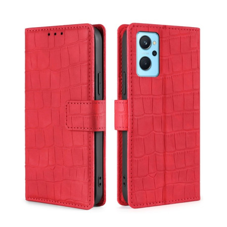 Чехол-книжка Skin Feel Crocodile Texture для Realme 9i/OPPO A76/A96 - красный