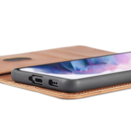 Чохол-книжка Calfskin Texture на Samsung Galaxy S21 Plus - коричневий