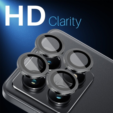Защитное стекло NORTHJO Glitter Camera Lens Protector Tempered Glass Metal Ring на Xiaomi 14T Pro 5G - черное