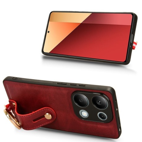 Противоударный чехол Wristband Leather Back для Xiaomi Redmi Note Redmi Note 14S/ 13 Pro 4G / POCO M6 Pro 4G - красный