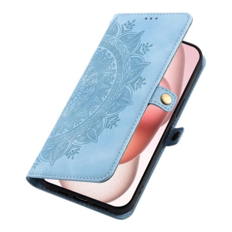 Чехол-книжка Totem Embossed Magnetic Leather для iPhone 16 Plus - синий