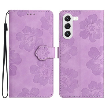 Чехол-книжка Flower Embossing Pattern для Samsung Galaxy S24+ 5G - фиолетовый