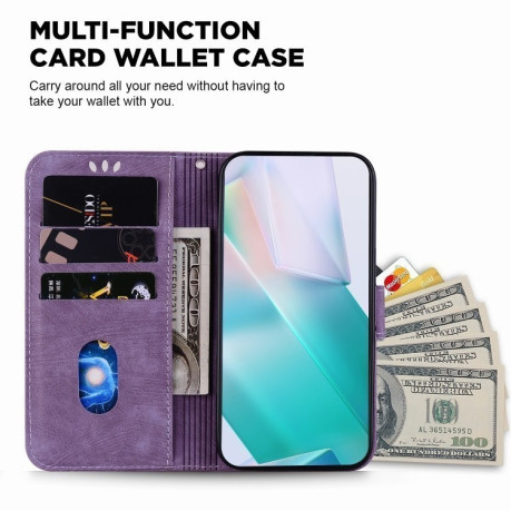 Чехол-книжка Little Tiger Embossed Leather на Xiaomi Poco M6 4G - фиолетовый