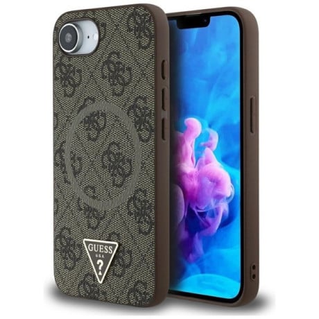 Оригінальний чохол Guess 4G Ring Triangle Logo MagSafe для iPhone 16e - Brown