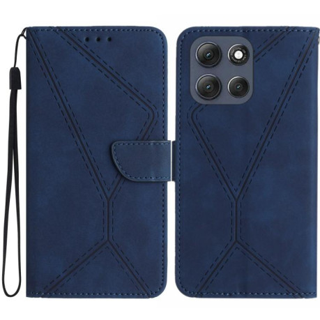 Чехол-книжка Stitching Embossed Leather для Motorola Moto G56 5G - синий
