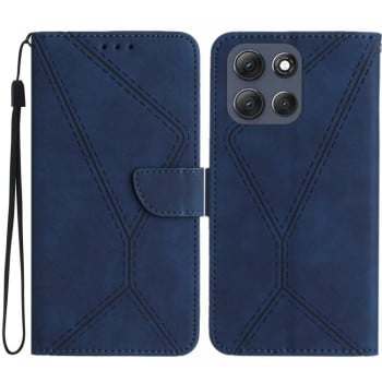 Чехол-книжка Stitching Embossed Leather для Motorola Moto G86 5G - синий
