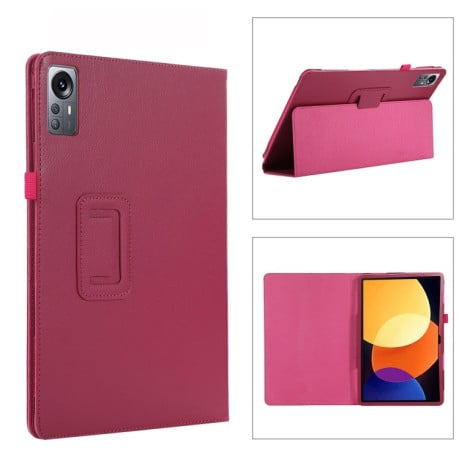 Чехол-книжка Litchi Texture для Xiaomi Pad 5 Pro 12.4 - пурпурно-красный
