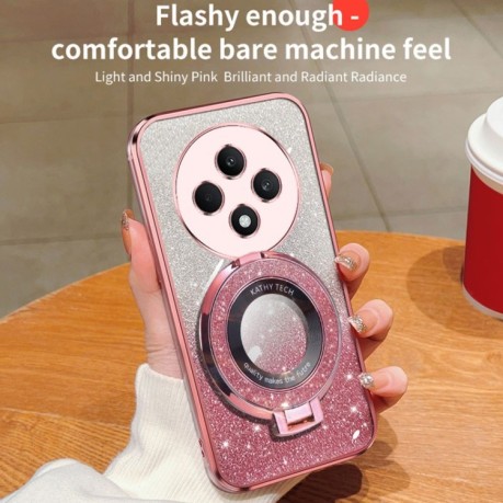 Протиударний чохол Plated Gradient Glitter Round Holder для OPPO Reno12 F/12FS - рожевий