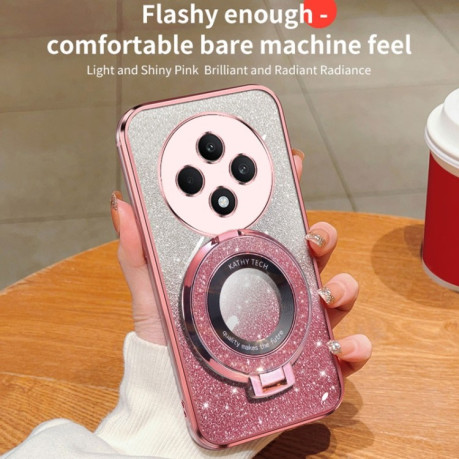 Протиударний чохол Plated Gradient Glitter Round Holder для OPPO Reno12 F/12FS - сріблястий