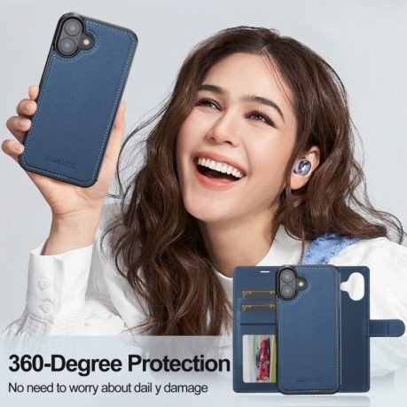 Чехол-книжка LCIMEEKE L2 Series Detachable Magsafe для iPhone 16 Plus - синий
