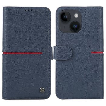 Кожаный чехол-книжка GEBEI Top-grain для iPhone 15 - синий