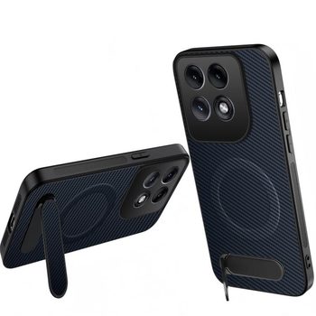 Магнітний чохол Wanlonfeng з підставкою та карбоновою текстурою на Motorola Edge 70 Pro 5G — сапфіровий