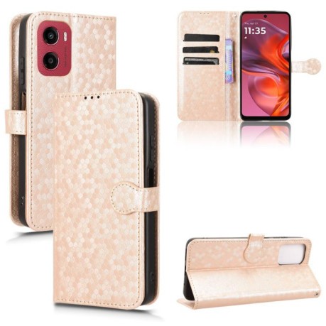 Чехол-книжка Honeycomb Dot для Motorola Moto G05 / E15 - золотой