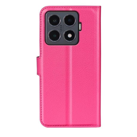 Чехол-книжка с фактурой Litchi и магнитным хлястиком на Xiaomi 15T Pro - пурпурно-красный