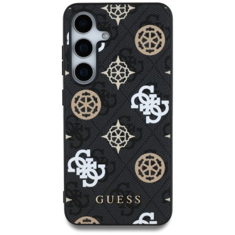Оригинальный чехол Guess 4G Printed Colored Peony Pattern MagSafe для Samsung Galaxy S25 - black