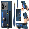 Противоударный чехол Retro Cross Wristband Wallet Leather для Realme GT 7 Pro - синий