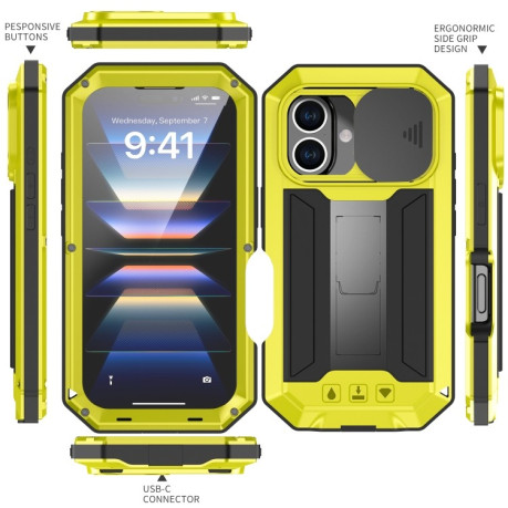 Чохол протиударний R-JUST Sliding для iPhone 16 Plus - жовтий