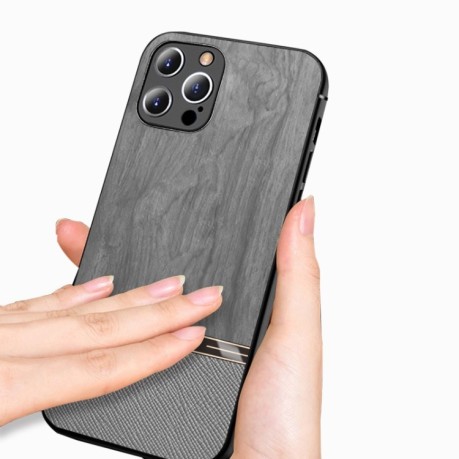 Противоударный чехол Shang Rui Wood для iPhone XR - серый