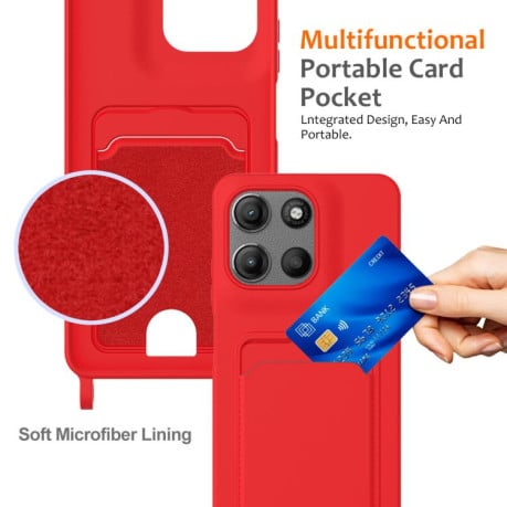 Силіконовий чохол Integrated Card Bag Solid Color Liquid Silicone на Motorola Moto G15/G15 Power 4G - червоний