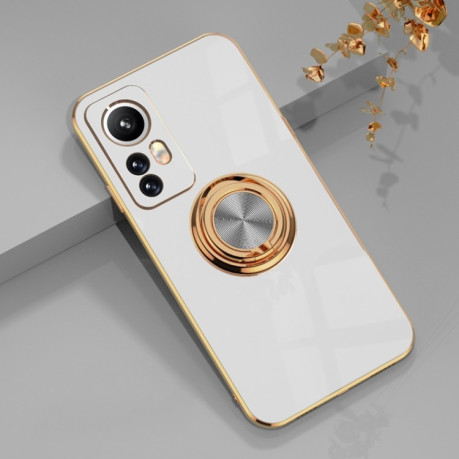 Противоударный чехол 6D Electroplating Full Coverage with Magnetic Ring для Xiaomi 12 Lite - белый