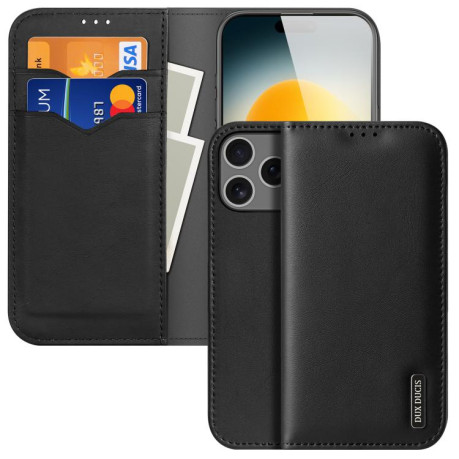 Кожаный чехол-книжка DUX DUCIS Hivo Series на iPhone 17 Pro - черный