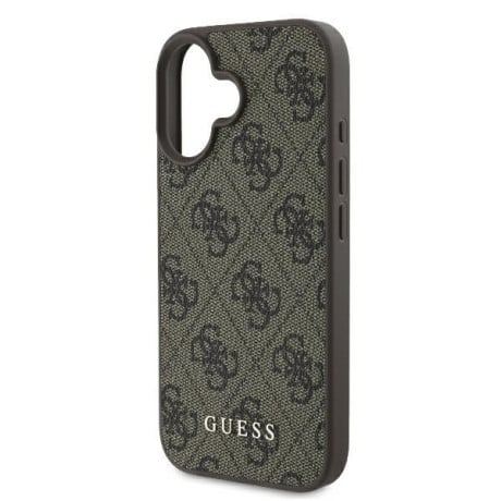 Оригинальный чехол Guess Metal Gold Logo для iPhone 16 Plus - Brown