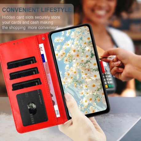 Чехол-книжка Daisy Embossed Leather для Samsung Galaxy F16 5G / M16 5G - красный