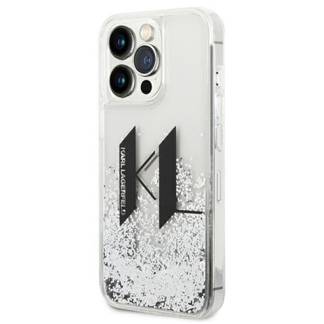 Оригінальний чохол Karl Lagerfeld Liquid Glitter Big KL для iPhone 14 Pro Max - silver
